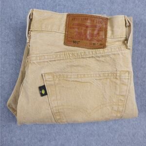 Levi's 501 Premium 30x28 Button Fly Tan Jeans with Lemon Tab (hemmed)